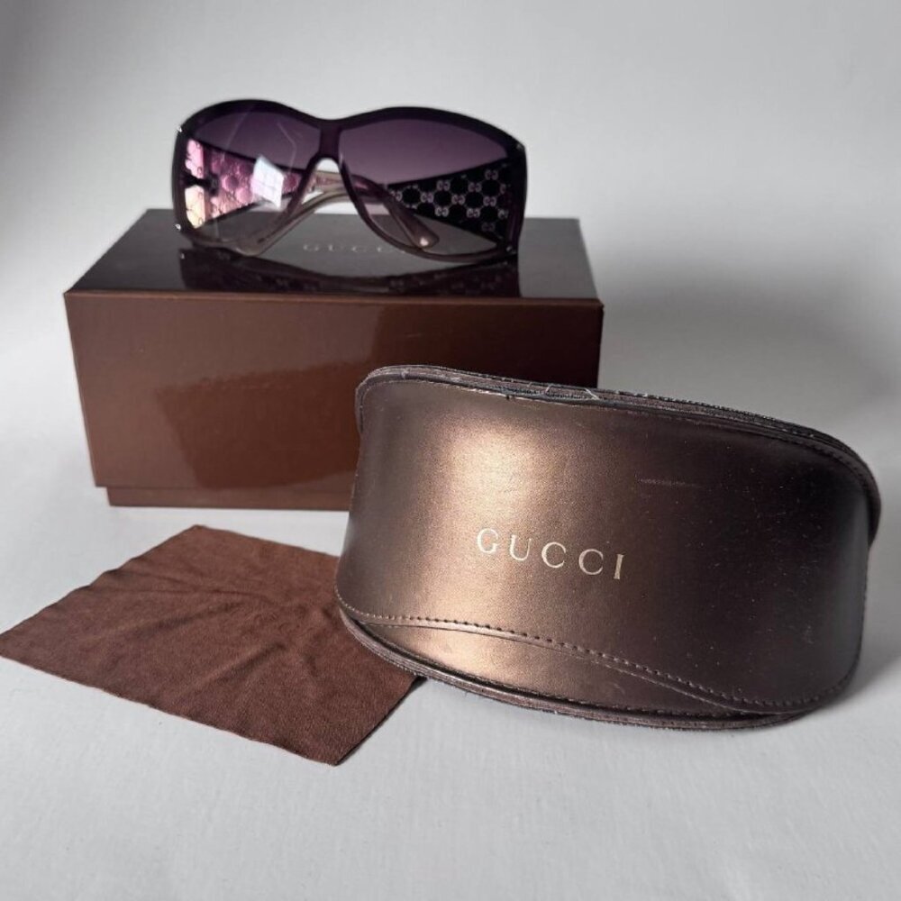 Vintage Authentic GUCCI Women’s Brown Sunglasses with Purple/Brown Lenses - Picture 2 of 13